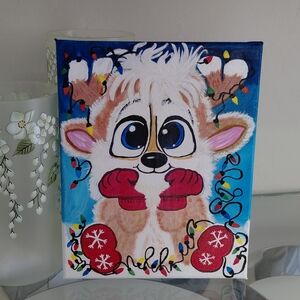 Charming Winter Reindeer Canvas Art 8x10